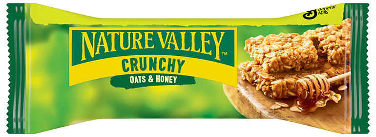 Confezione di barrette di muesli Nature Valley Crunchy Oats & Honey con barrette e con il miele raffigurato sull'involucro.